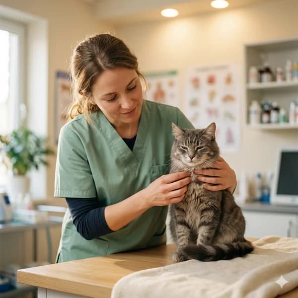 vétérinaire examinant un chat
